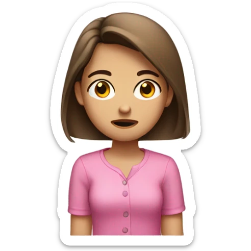 Girl with medium brown straight hair with light skin with an annoyed side eye face and  pink shirt  sticker