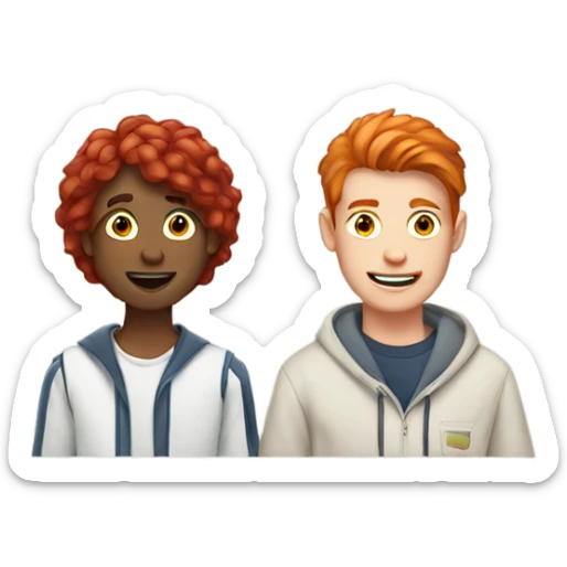 Two college boys and one college aged girl with red hair  sticker