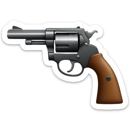 A revolver, with a long cigarette sticking out the end of the barrel, with smoke rising  sticker
