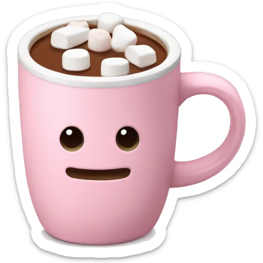Light Pink mug of hot chocolate with marshmallows  sticker