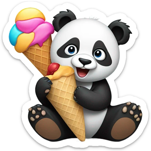 Panda eating ice cream sticker