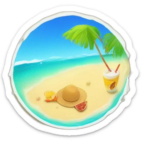Beach, sun, ocean, drink sticker