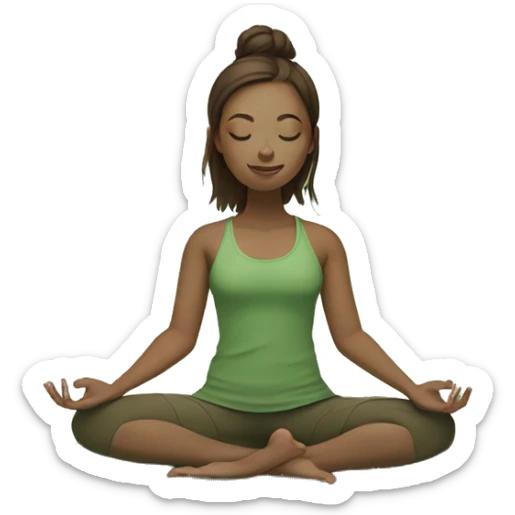 girl with white skin and brown hair doing yoga in green tones  sticker