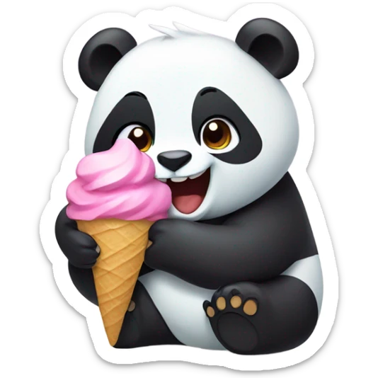 Panda eating ice cream sticker