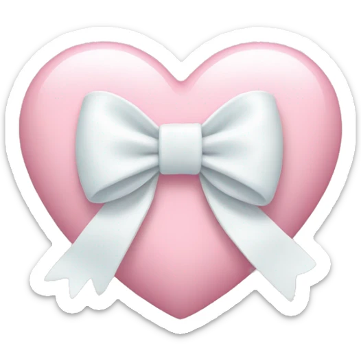 Pastel pink heart with white bow sticker