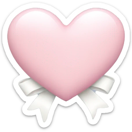 Pastel pink heart with white bow sticker