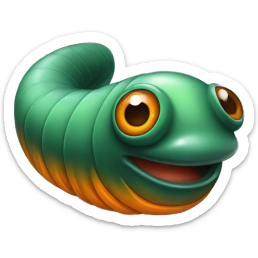 Eight-eyed Dark green and orange medicinal leech with oral suction and caudal suction sticker