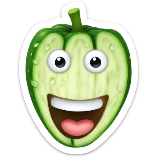 at the top of a smiling standard emoji, put a white circle that have holes for the eyes and the mouth. Then put cucumber slices on top of the eyes sticker