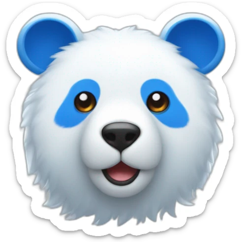 ours bleu de face avec des petites oreilles bleues et le milieu du corps en pelage blanc sticker