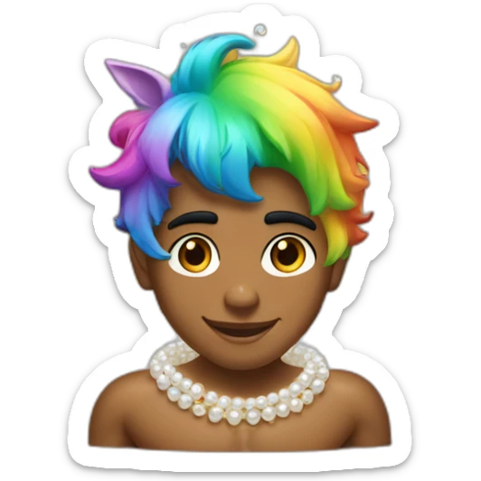 posh-muscle-boy-with-pearl-necklace-and-rainbow-unicorn-hair-in-golden-bathtub sticker