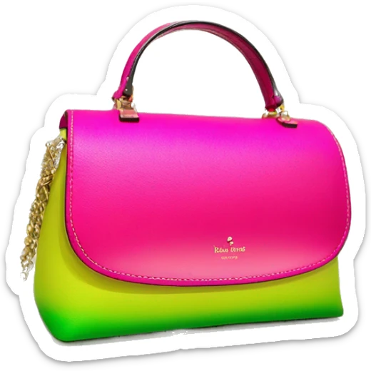 Realistic hot pink to lime green ombre Kate Spade satchel purse without strap. sticker