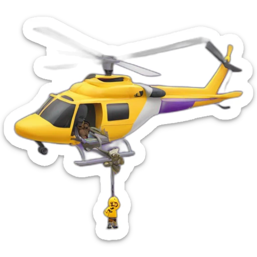 kobe bryant beneath a helicopter holding on to the skids of a helicopter sticker