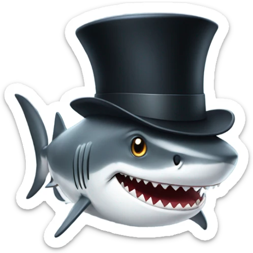 Shark with a top hat sticker