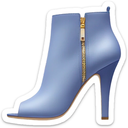 Realistic isolated pair of kate spade pastel blueberry high heel zip up peep toe ankle boots.  sticker