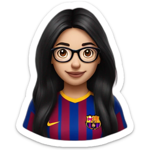 FC Barcelona supporter latin girl long black hair with glasses sticker