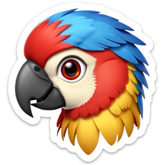 cinematic-cute-macaw-portrait-emoji,-head-tilted-playfully-and-inquisitively,-with-a-dazzling-red-plumage-and-round,-sparkling-eyes-filled-with-charm,-simplified-yet-irresistibly-adorable-features,-highly-detailed sticker