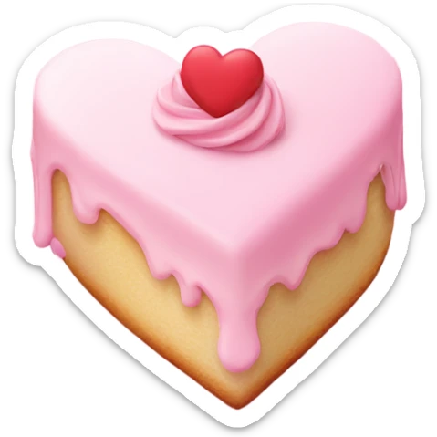 A heart, with a little cake in the middle in soft pink color sticker