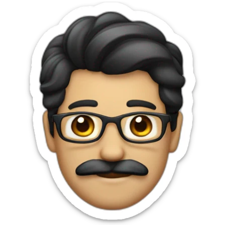 Homme avec les cheveux noir, une mèche sur le côté et une moustache carré de couleur noire  sticker