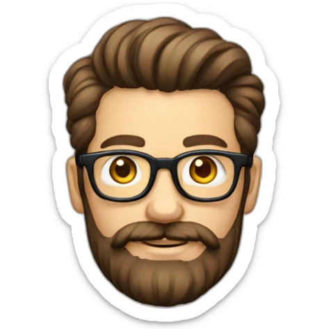 Geek avec des lunettes et cheveux brun un peu de barbe uniquement sur le bas et surtout pas de moustache avec des cheveux lisse sticker