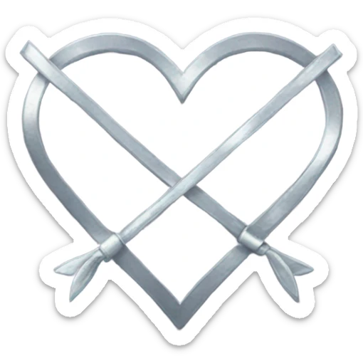 a bow of a silver heart sticker