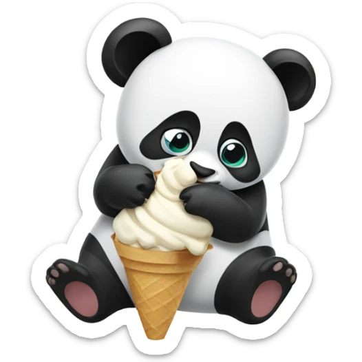 Panda eating ice cream sticker