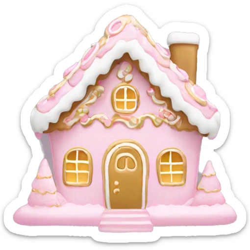 light pink and gold and white gingerbread house sticker