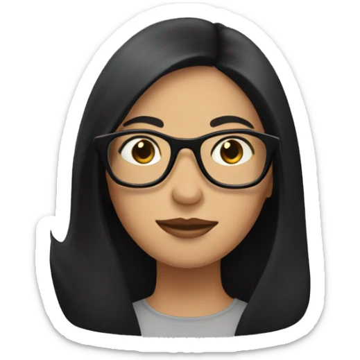 An emoji of a woman with long black hair, glasses, and almond-shaped eyes sticker