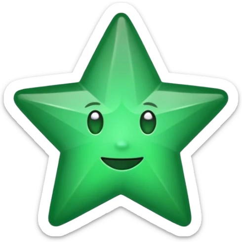 an emoji with the green star of the five star award logo sticker