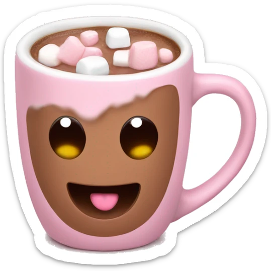 Light Pink mug of hot chocolate with marshmallows  sticker