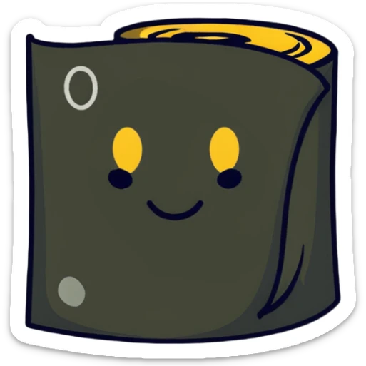 big sparkle emoji overlaid in front of a roll of fabric behind it sticker