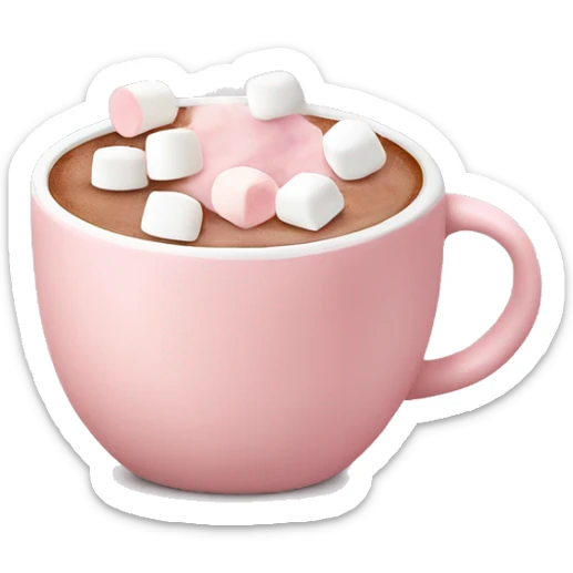 Light Pink mug of hot chocolate with marshmallows  sticker