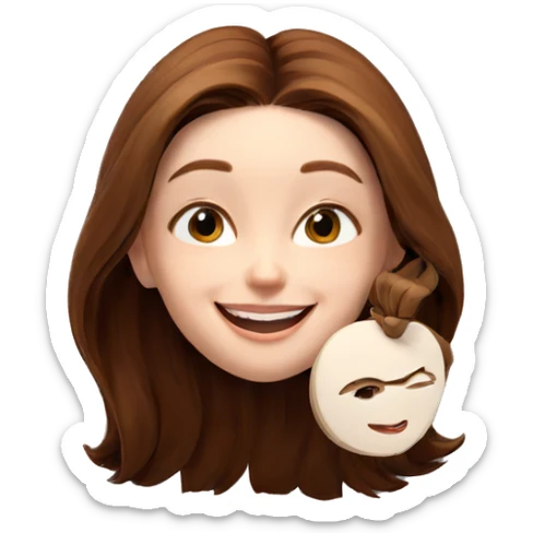 smiling girl with brown hair sticker