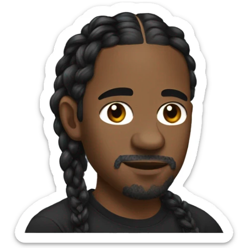Kendrick Lamar with braids no facial hair in a black t-shirt sticker