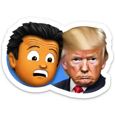 Goku from Dragon Ball, Z, kissing a photo realistic Donald Trump at the beach sticker