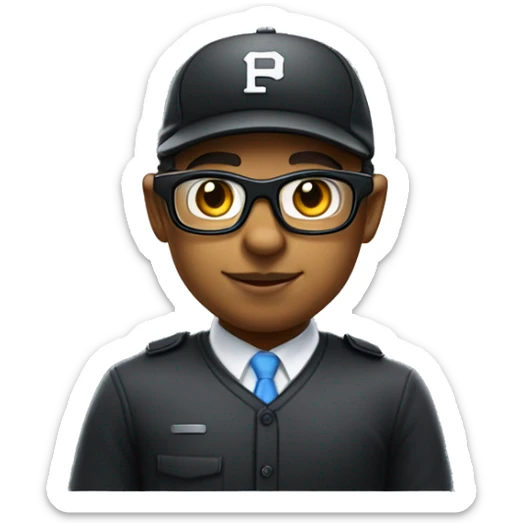 Mulatto umpire confident business young adult cat pfp with smart glasses, eyes gleaming with redemption sticker