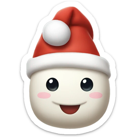 Marshmallow wearing Santa hat sticker