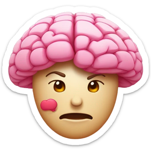 un cerebro de caricatura, con capa y muy fuerte en colore rosas sticker