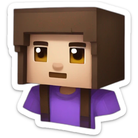 Minecraft skin with brown hair and a purple hoodie with a g on it sticker
