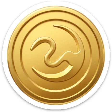 A modern cartoon-style emoji of a stylized money coin combined with a subtle play button icon, clean lines, bold shape, freeform, optimized for social media video sticker