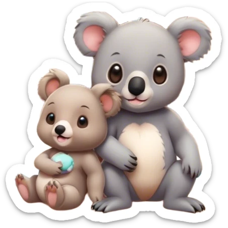 Baby bunny baby bear baby koala at mansion infront of beach at sunset  sticker