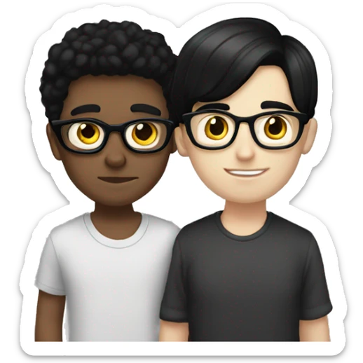 White boy whit glasses whit black hair kissing whit white girl black hair sticker