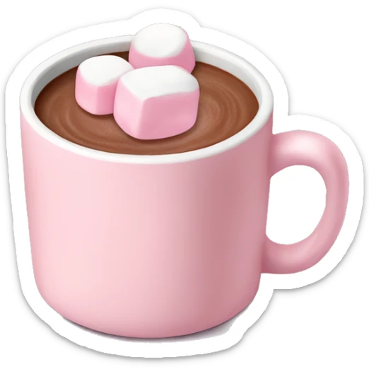 Light Pink mug of hot chocolate with marshmallows  sticker