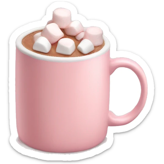 Light Pink mug of hot chocolate with marshmallows  sticker