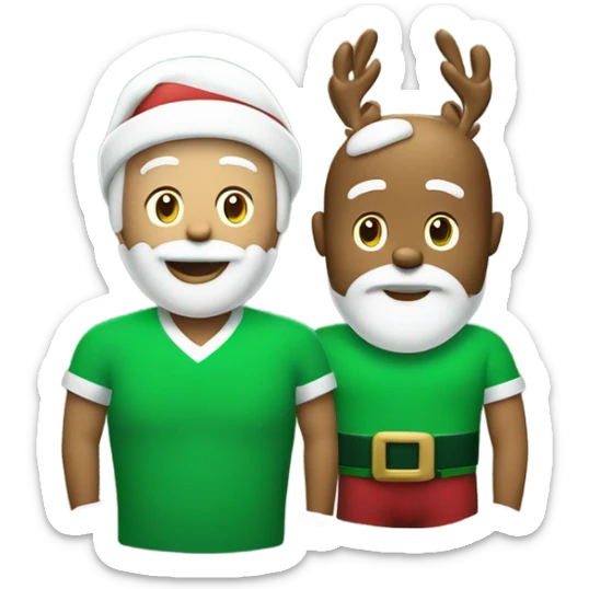 Santa and Rudolph wearing a green t-shirt with the words ‘Greenwich Health’ written in white letters  sticker