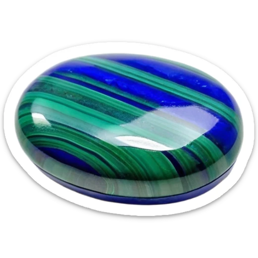 Oval azurite malachite cabochon showing rich blue azurite and vibrant green malachite bands sticker