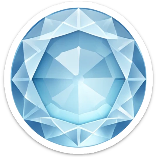 A round cut light blue celestite gem, faceted with brilliant shine and clarity, showing the characteristic pale blue of celestite sticker