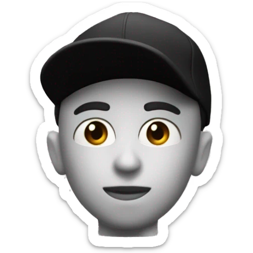 maniquí con gorra negra hacia atrás mirando de lado 45 grados sticker