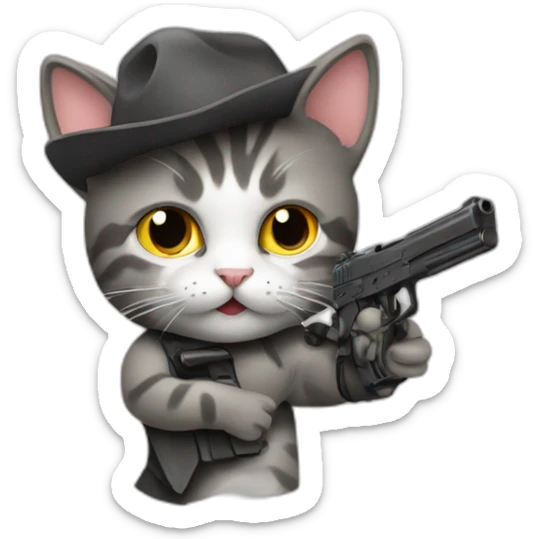 cat with gun sticker