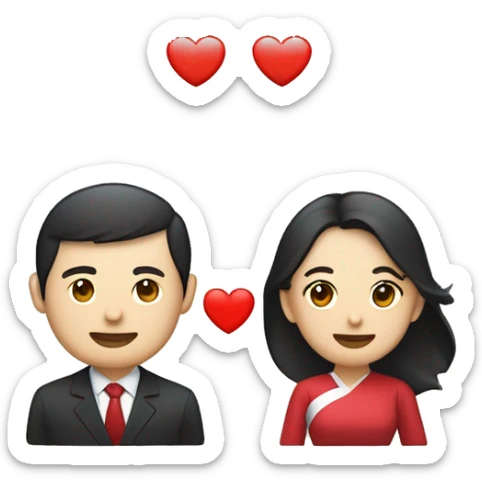 korean man and southeast asian woman side by side, include a ring or heart to symbolise marriage, include a globe too. this is for an international matchmaking marriage application called marryworld. sticker