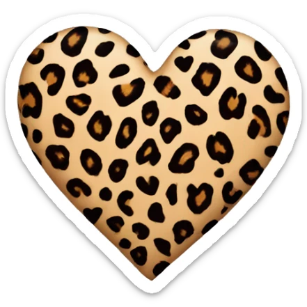 leopard print heart sticker